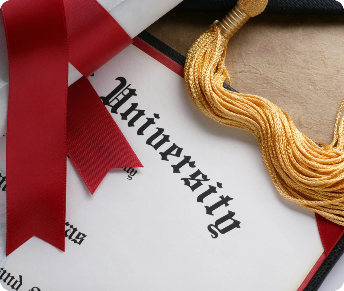 Academic achievement certificate and tassel
