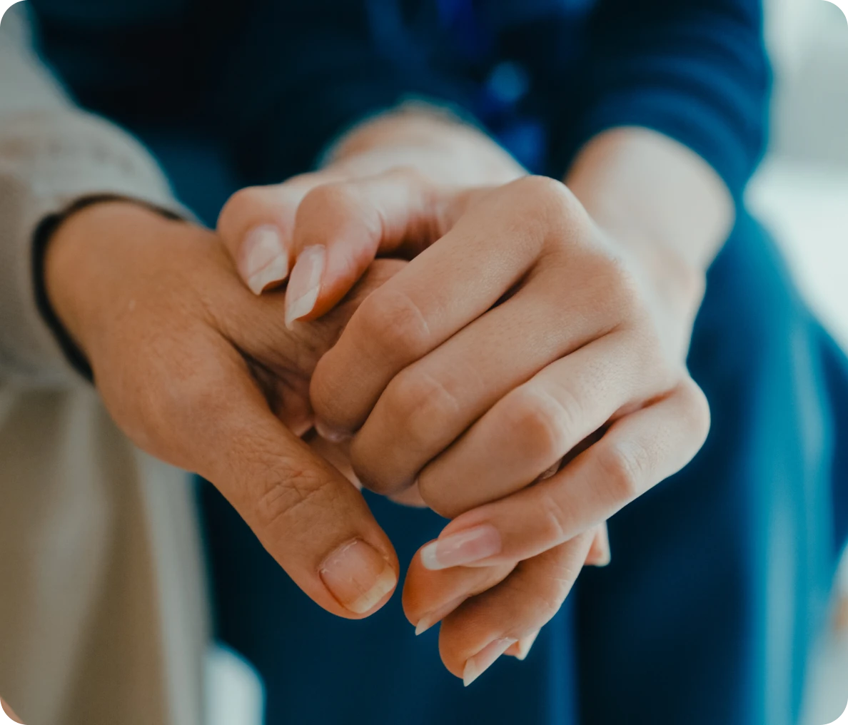 Supportive hands expressing care and empathy